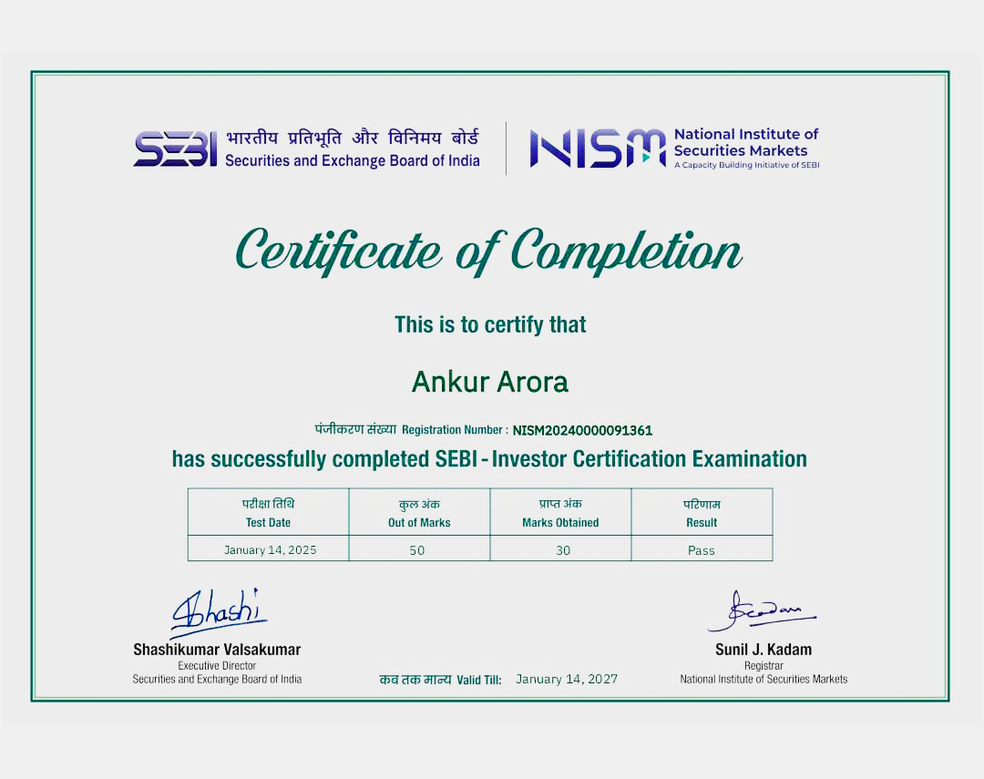 Fivestocks Academy Certificate